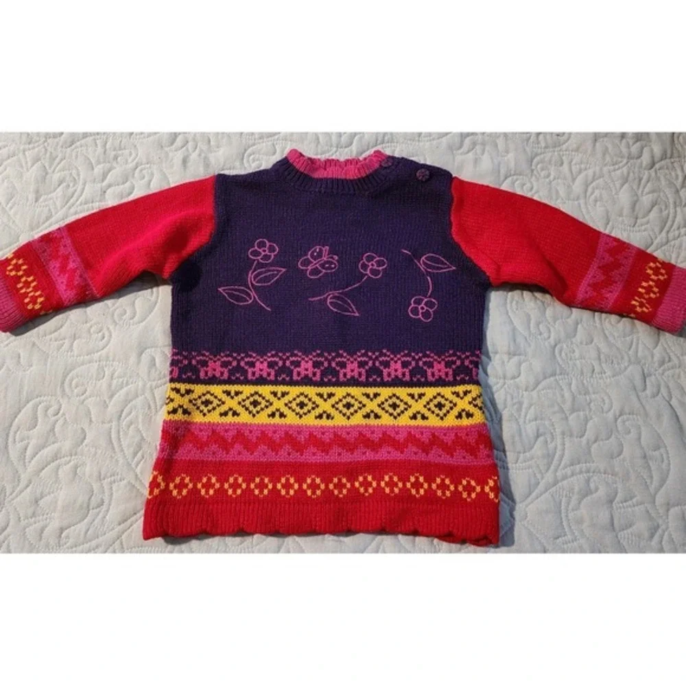Tri Cycle 12M Knit Sweater Flowers Embroidered‎ Colorful Toddler Girl Clothing